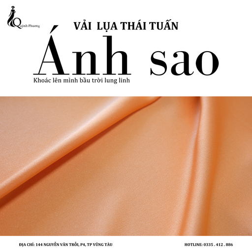 [VQP1697] Vải lụa Thái Tuấn Ánh sao (Màu Cam)