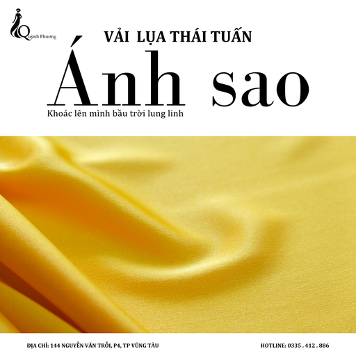 [VQP1699] Vải lụa Thái Tuấn Ánh sao (Màu Vàng)