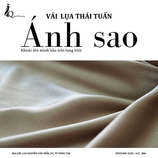[VQP1705] Vải lụa Thái Tuấn Ánh sao (Màu Be)