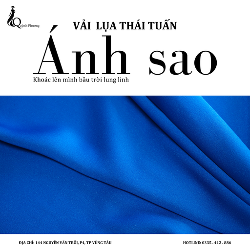 [VQP1709] Vải lụa Thái Tuấn Ánh sao (Màu Xanh dương)