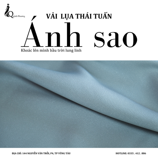 [VQP1711] Vải lụa Thái Tuấn Ánh sao (Màu Xanh da trời)
