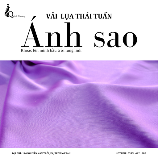 [VQP1715] Vải lụa Thái Tuấn Ánh sao (Màu Tím)